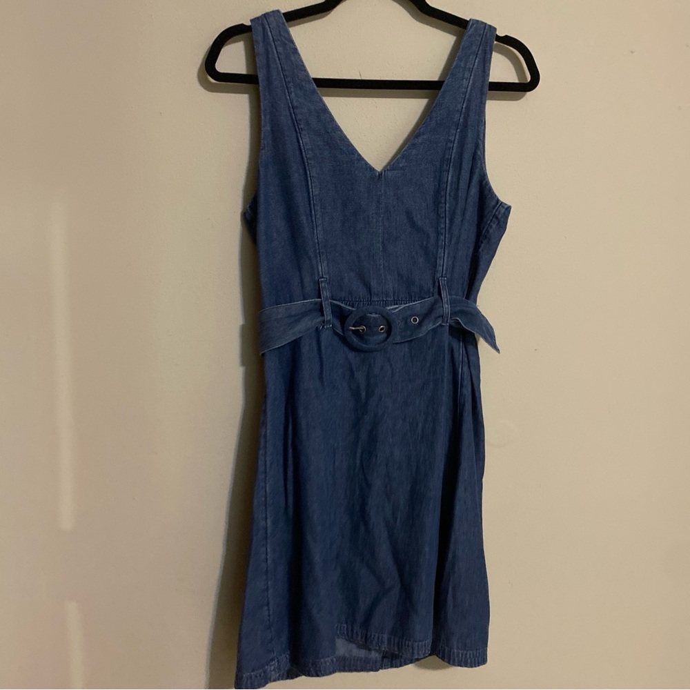 70s Look Belted Denim Dress